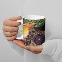 Papua New Guinea and Australia Together Ceramic Mug Bird of Paradise and Kangaroo Melanesian Aboriginal Motifs - Polynesian Pride