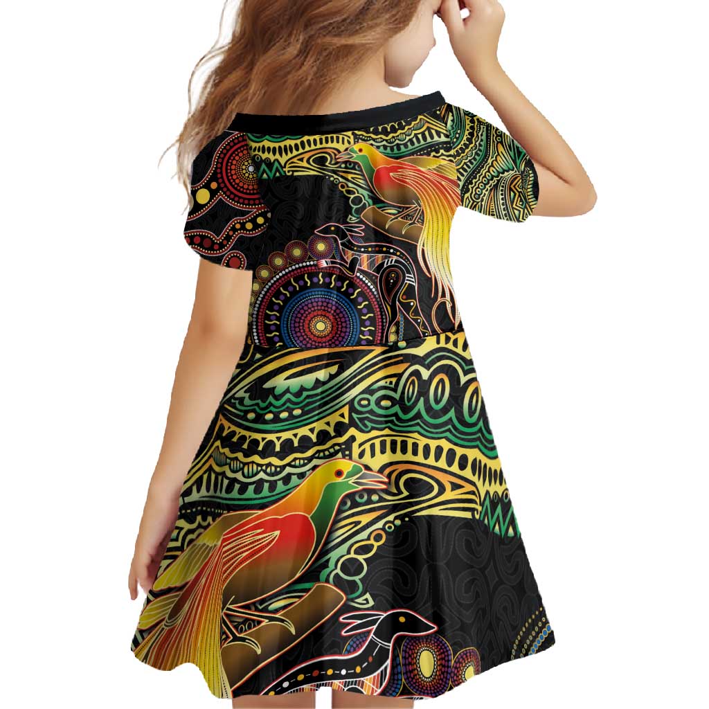 Papua New Guinea and Australia Together Family Matching Tank Maxi Dress and Hawaiian Shirt Bird of Paradise and Kangaroo Melanesian Aboriginal Motifs LT03 - Polynesian Pride