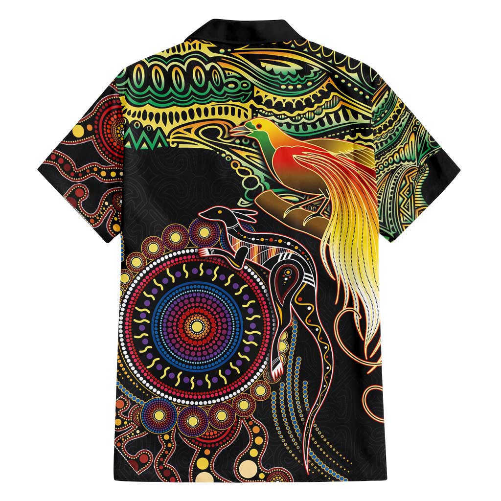 Papua New Guinea and Australia Together Family Matching Tank Maxi Dress and Hawaiian Shirt Bird of Paradise and Kangaroo Melanesian Aboriginal Motifs LT03 - Polynesian Pride