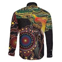 Papua New Guinea and Australia Together Family Matching Tank Maxi Dress and Hawaiian Shirt Bird of Paradise and Kangaroo Melanesian Aboriginal Motifs LT03 - Polynesian Pride