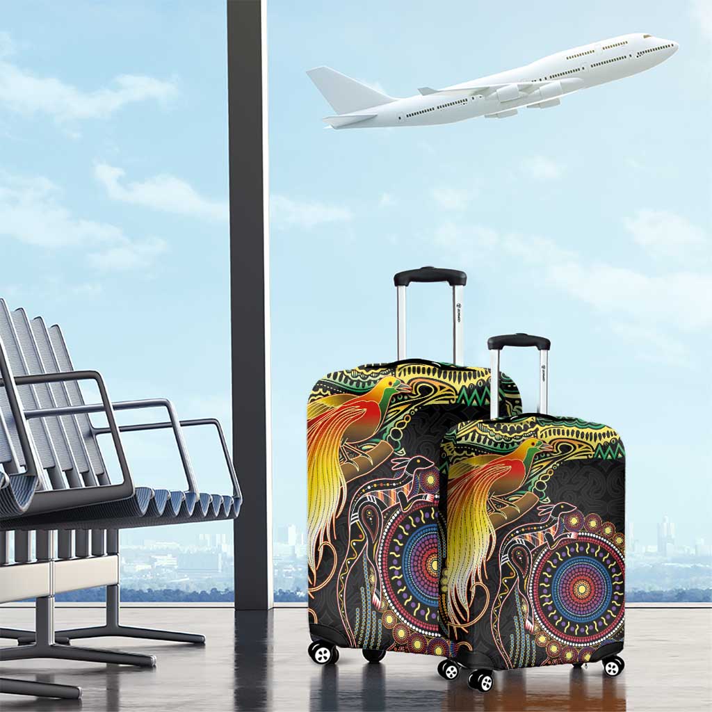 Papua New Guinea and Australia Together Luggage Cover Bird of Paradise and Kangaroo Melanesian Aboriginal Motifs LT03 - Polynesian Pride