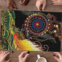 Papua New Guinea and Australia Together Puzzle Bird of Paradise and Kangaroo Melanesian Aboriginal Motifs LT03 - Polynesian Pride