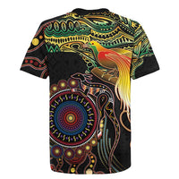 Papua New Guinea and Australia Together Rugby Jersey Bird of Paradise and Kangaroo Melanesian Aboriginal Motifs - Polynesian Pride