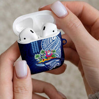 Hawaiian Mele Kalikimaka AirPods Case Funny Santa on Whale Island with Kakau Tattoos - Polynesian Pride
