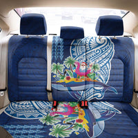 Hawaiian Mele Kalikimaka Back Car Seat Cover Funny Santa on Whale Island with Kakau Tattoos - Polynesian Pride