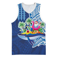 Hawaiian Mele Kalikimaka Basketball Jersey Funny Santa on Whale Island with Kakau Tattoos - Polynesian Pride
