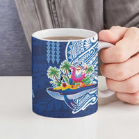 Hawaiian Mele Kalikimaka Ceramic Mug Funny Santa on Whale Island with Kakau Tattoos - Polynesian Pride