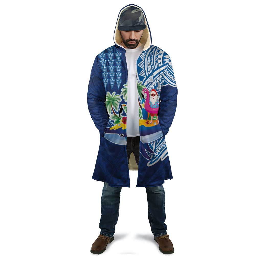Hawaiian Mele Kalikimaka Cloak Funny Santa on Whale Island with Kakau Tattoos - Polynesian Pride