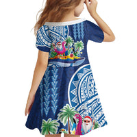 Hawaiian Mele Kalikimaka Family Matching Long Sleeve Bodycon Dress and Hawaiian Shirt Funny Santa on Whale Island with Kakau Tattoos LT03 - Polynesian Pride