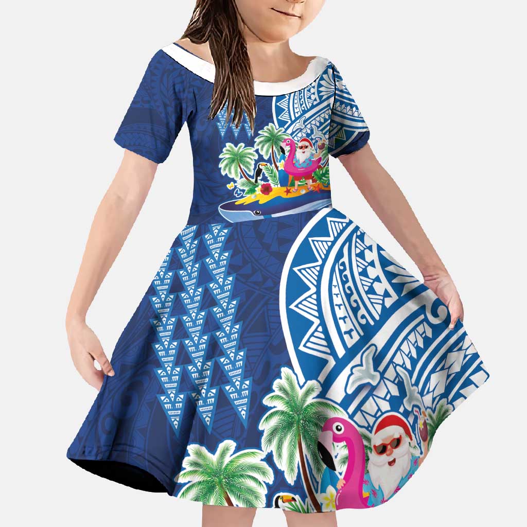 Hawaiian Mele Kalikimaka Family Matching Tank Maxi Dress and Hawaiian Shirt Funny Santa on Whale Island with Kakau Tattoos - Polynesian Pride