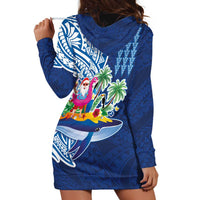 Hawaiian Mele Kalikimaka Hoodie Dress Funny Santa on Whale Island with Kakau Tattoos - Polynesian Pride
