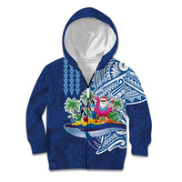 Hawaiian Mele Kalikimaka Kid Hoodie Funny Santa on Whale Island with Kakau Tattoos - Polynesian Pride
