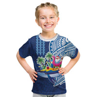 Hawaiian Mele Kalikimaka Kid T Shirt Funny Santa on Whale Island with Kakau Tattoos - Polynesian Pride