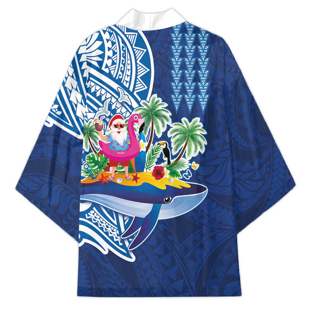 Hawaiian Mele Kalikimaka Kimono Funny Santa on Whale Island with Kakau Tattoos - Polynesian Pride