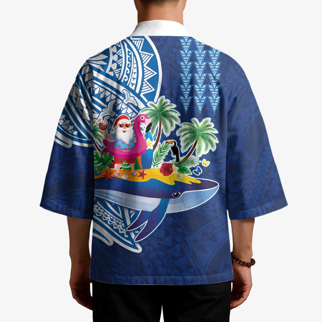 Hawaiian Mele Kalikimaka Kimono Funny Santa on Whale Island with Kakau Tattoos - Polynesian Pride