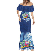 Hawaiian Mele Kalikimaka Mermaid Dress Funny Santa on Whale Island with Kakau Tattoos - Polynesian Pride