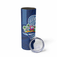 Hawaiian Mele Kalikimaka Skinny Tumbler Funny Santa on Whale Island with Kakau Tattoos - Polynesian Pride