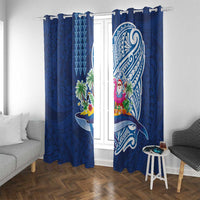 Hawaiian Mele Kalikimaka Window Curtain Funny Santa on Whale Island with Kakau Tattoos - Polynesian Pride
