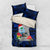 Guam Christmas Bedding Set Santa Gift Latte Stone and Sea Turle Mix Hibiscus Chamorro Blue Style LT03