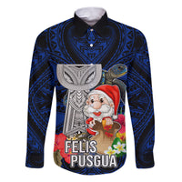 Guam Christmas Family Matching Puletasi Dress and Hawaiian Shirt Santa Gift Latte Stone and Sea Turle Mix Hibiscus Chamorro Blue Style LT03