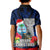 Guam Christmas Kid Polo Shirt Santa Gift Latte Stone and Sea Turle Mix Hibiscus Chamorro Blue Style LT03