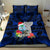 Custom Guam Christmas Bedding Set Santa Gift Latte Stone and Sea Turle Mix Hibiscus Chamorro Blue Style LT03