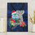 Custom Guam Christmas Canvas Wall Art Santa Gift Latte Stone and Sea Turle Mix Hibiscus Chamorro Blue Style LT03