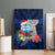 Custom Guam Christmas Canvas Wall Art Santa Gift Latte Stone and Sea Turle Mix Hibiscus Chamorro Blue Style LT03