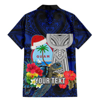 Custom Guam Christmas Family Matching Mermaid Dress and Hawaiian Shirt Santa Gift Latte Stone and Sea Turle Mix Hibiscus Chamorro Blue Style LT03