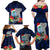 Custom Guam Christmas Family Matching Off Shoulder Maxi Dress and Hawaiian Shirt Santa Gift Latte Stone and Sea Turle Mix Hibiscus Chamorro Blue Style LT03