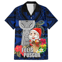 Custom Guam Christmas Family Matching Off Shoulder Maxi Dress and Hawaiian Shirt Santa Gift Latte Stone and Sea Turle Mix Hibiscus Chamorro Blue Style LT03