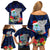 Custom Guam Christmas Family Matching Off Shoulder Short Dress and Hawaiian Shirt Santa Gift Latte Stone and Sea Turle Mix Hibiscus Chamorro Blue Style LT03