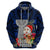 Custom Guam Christmas Hoodie Santa Gift Latte Stone and Sea Turle Mix Hibiscus Chamorro Blue Style LT03