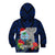 Custom Guam Christmas Kid Hoodie Santa Gift Latte Stone and Sea Turle Mix Hibiscus Chamorro Blue Style LT03