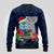 Custom Guam Christmas Ugly Christmas Sweater Santa Gift Latte Stone and Sea Turle Mix Hibiscus Chamorro Blue Style LT03