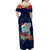 Custom Guam Christmas Off Shoulder Maxi Dress Santa Gift Latte Stone and Sea Turle Mix Hibiscus Chamorro Blue Style LT03