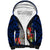 Custom Guam Christmas Sherpa Hoodie Santa Gift Latte Stone and Sea Turle Mix Hibiscus Chamorro Blue Style LT03