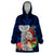 Custom Guam Christmas Wearable Blanket Hoodie Santa Gift Latte Stone and Sea Turle Mix Hibiscus Chamorro Blue Style LT03