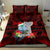 Custom Guam Christmas Bedding Set Santa Gift Latte Stone and Sea Turle Mix Hibiscus Chamorro Red Style LT03