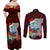 Custom Guam Christmas Couples Matching Off Shoulder Maxi Dress and Long Sleeve Button Shirt Santa Gift Latte Stone and Sea Turle Mix Hibiscus Chamorro Red Style LT03