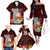 Custom Guam Christmas Family Matching Off Shoulder Long Sleeve Dress and Hawaiian Shirt Santa Gift Latte Stone and Sea Turle Mix Hibiscus Chamorro Red Style LT03