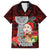 Custom Guam Christmas Family Matching Off Shoulder Long Sleeve Dress and Hawaiian Shirt Santa Gift Latte Stone and Sea Turle Mix Hibiscus Chamorro Red Style LT03