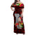 Custom Guam Christmas Family Matching Off Shoulder Maxi Dress and Hawaiian Shirt Santa Gift Latte Stone and Sea Turle Mix Hibiscus Chamorro Red Style LT03