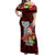 Custom Guam Christmas Off Shoulder Maxi Dress Santa Gift Latte Stone and Sea Turle Mix Hibiscus Chamorro Red Style LT03