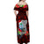 Custom Guam Christmas Off Shoulder Maxi Dress Santa Gift Latte Stone and Sea Turle Mix Hibiscus Chamorro Red Style LT03