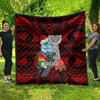 Custom Guam Christmas Quilt Santa Gift Latte Stone and Sea Turle Mix Hibiscus Chamorro Red Style LT03