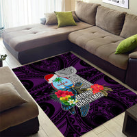 Guam Christmas Area Rug Santa Gift Latte Stone and Sea Turle Mix Hibiscus Chamorro Pink Style LT03