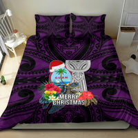 Guam Christmas Bedding Set Santa Gift Latte Stone and Sea Turle Mix Hibiscus Chamorro Pink Style LT03