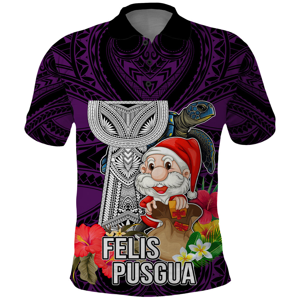 Guam Christmas Polo Shirt Santa Gift Latte Stone and Sea Turle Mix Hibiscus Chamorro Pink Style LT03