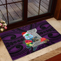 Guam Christmas Rubber Doormat Santa Gift Latte Stone and Sea Turle Mix Hibiscus Chamorro Pink Style LT03